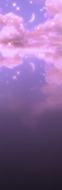 a purple sky with clouds and stars in the background